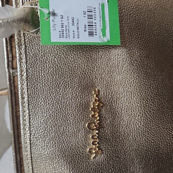 NWT Lilly Pulitzer Metallic Leather La La Tote Bag - Picture 3 of 8